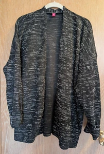 Vince Camuto Womens Black Open Front Long Cardigan Sz XL CabinCore Cozy Rustic - Picture 1 of 8