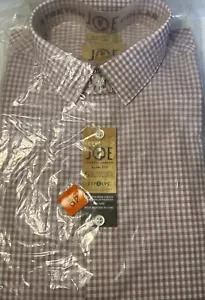 JOSEPH ABBOUD NUEVO CON ETIQUETAS Blanco Rojo Cuadros Algodón Sin Planchar 16 32-33 - Imagen 1 de 3