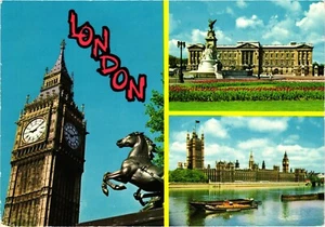 Postkarte: London Ansichten: Big Ben, Buckingham, Houses of Parliament -- England - Bild 1 von 2