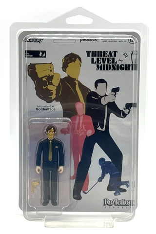 The Office Threat Level Midnight Goldenface ReAction Figure w/Clear Display Case Cover
