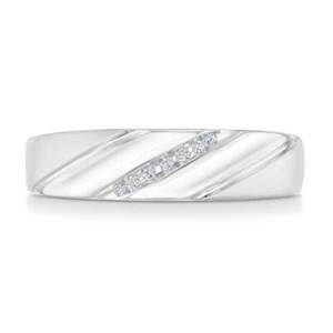 10K White Gold With Natural Real Diamond Wedding Band For Men's - Picture 1 of 5