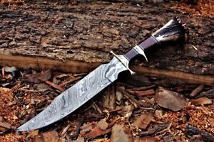 Custom Handmade Damascus Knife 17" Damascus Steel Hunting Bowie Knife And Sheath
