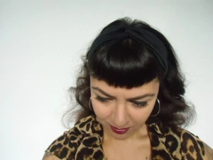 Bandeau headband turban noir élastique coiffure retro pinup annees 20 original - Picture 1 of 3