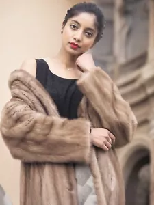 Pastel Light Brown Mink Fur Coat Coats M Fast Shipping - Picture 1 of 14