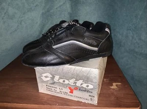 Vintage 1980s deadstock LOTTO Finesse Lo Aerobic black leather shoes womens 5.5 - Picture 1 of 11