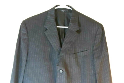 Chaqueta Blazer Prada Para Hombre 3 Botones 44L/EU54L Gris Oscuro Rayas 100% Lana Italia Foto 1 de 4