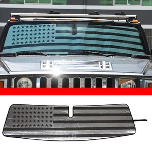 US Flag Style Front Window Sun Shade Block Sun Visor Kit For Hummer H2 2003-2007 - Picture 1 of 12