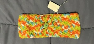 Girls Christmas Winter Child Crocheted Headband 21x14 Multi Color Flower Button - Picture 1 of 5