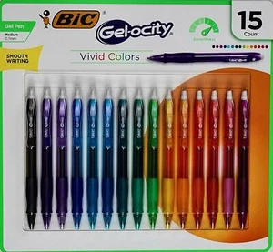 15 Counts BiC Gel-ocity Retractable Gel Pens Medium-Point 0.7mm Vivid Colors - Picture 1 of 1