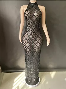 Glitzerndes Kristall Meerjungfrau Abendkleid Sexy Formell Party Promi Kleid, Größe S - Bild 1 von 6