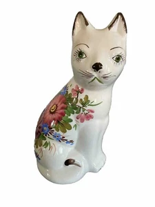 Handbemalte Katze Kätzchen Figur Porzellan Italienisch Mid Century Modern - Bild 1 von 9