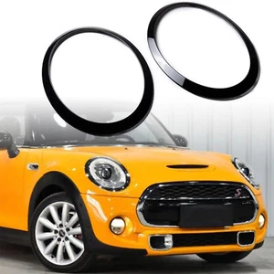 Pair Headlight Trim Gloss Black Ring Bezel For MINI Cooper F55 F56 F57 2014-2021 - Picture 1 of 11