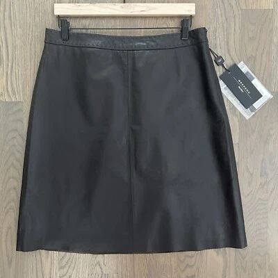 NWT Max Mara Weekend Leather Tiro A-line Knee-Length Skirt Chocolate Brown 12 - Image 1 of 4