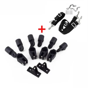 US 7/8" Nylon Plastic Black 3Bow Bimini Yacht Top Fittings Hardware W/Strap Kit - Picture 1 of 16