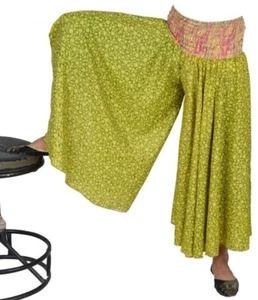 5 Pcs OF Indian Vintage Sari Printed Boho Gypsy Wide-Leg Palazzo Pants Trousers - Picture 1 of 9