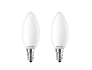 PHILIPS LED 2w Candle Bulb Warm White E14 SES B35 25w Halogen replacement 2 pack - Picture 1 of 6