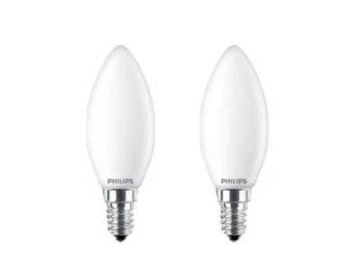 PHILIPS LED 2w Candle Bulb Warm White E14 SES B35 25w Halogen replacement 2 pack - Image 1 of 4