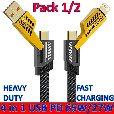 4 in 1 Premium Super Fast Charging Cable for all Samsung, Google & Apple iPhones - Image 1 of 4