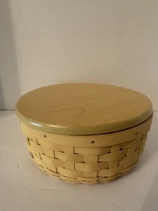Longaberger 2004 7" Round Keeping Basket With Lid - Yellow - Picture 1 of 3