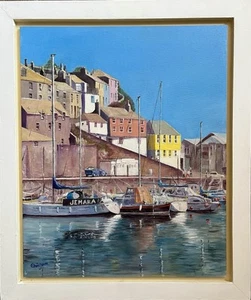 Chris Juson Oil Painting on Board. Harbour scene with boats. - Picture 1 of 13