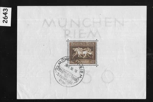 Briefmarkenbogen B90 1936 braunes Band Pferderennen München Deutschland gestempelt #2643 - Bild 1 von 1