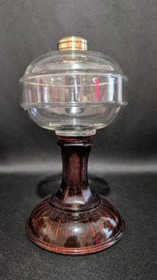 Antique Oil Lamp Atterbury Plain Band Beaded Bar Base For #1 Burner Kerosene Oil - Image 1 of 4