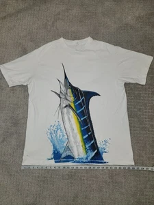 Vtg 90s PURA VIDA COSTA RICA AOP Single Stitch MARLIN FISHING SHIRT Surf RARE - Picture 1 of 7