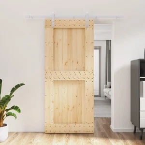 Sliding Door with Hardware Set 90x210 cm Solid Wood Pine Interior Door Hom 03015 - Picture 1 of 11