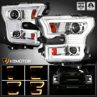 Fits 2015-2017 Ford F150 Switchback LED Sequential Signal Projector Headlights Foto 1 de 4