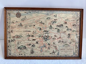 Old Pictorial Map Tryon And Vicinity - Vintage Art 19x12 - Picture 1 of 6