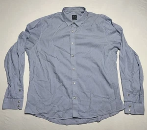 Armani Exchange A|X Slim Fit Dress Shirt Blue White Stripe Button Up XXL Classic - Picture 1 of 6