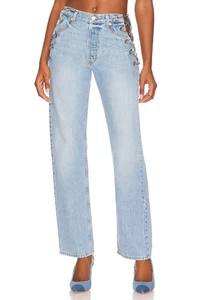 EB Denim Blue Denim Vintage Chain Boyfriend Jeans Daphne Size XS $350 NWT! - Picture 1 of 8