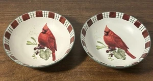 "2 tazones de salsa de inmersión condimento cardinal diario saludos de invierno Lenox 4-5/8""" - Imagen 1 de 4