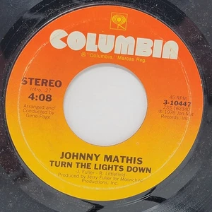 Johnny Mathis Turn The Lights / When A Child 7" 45rpm EX Vinyl 70's Record 45 - Picture 1 of 2