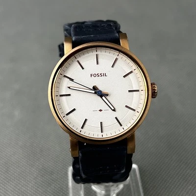 Fossil Womens Watch Original Boyfriend ES4182 Rose Gold Blue Leather New Battery - image 1 of 4