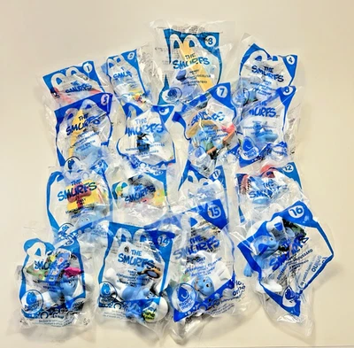 Smurfs The Movie McDonald’s Toy Figure Complete Set Of 16 New Sealed Rare 2011 - Image 1 of 4