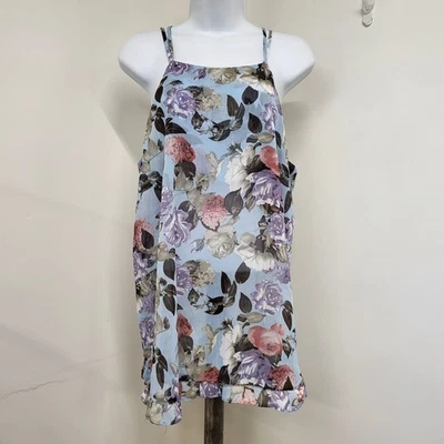 Blusa Caballete Espagueti Tanga Mujer Talla Mediana Azul Pizarra Floral Bohemia Boho Foto 1 de 4