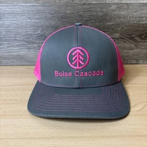 Boise Cascade Hat Cap Snap Back Gray Pink Mesh Trucker Embroidered Patch Mens - Picture 1 of 9
