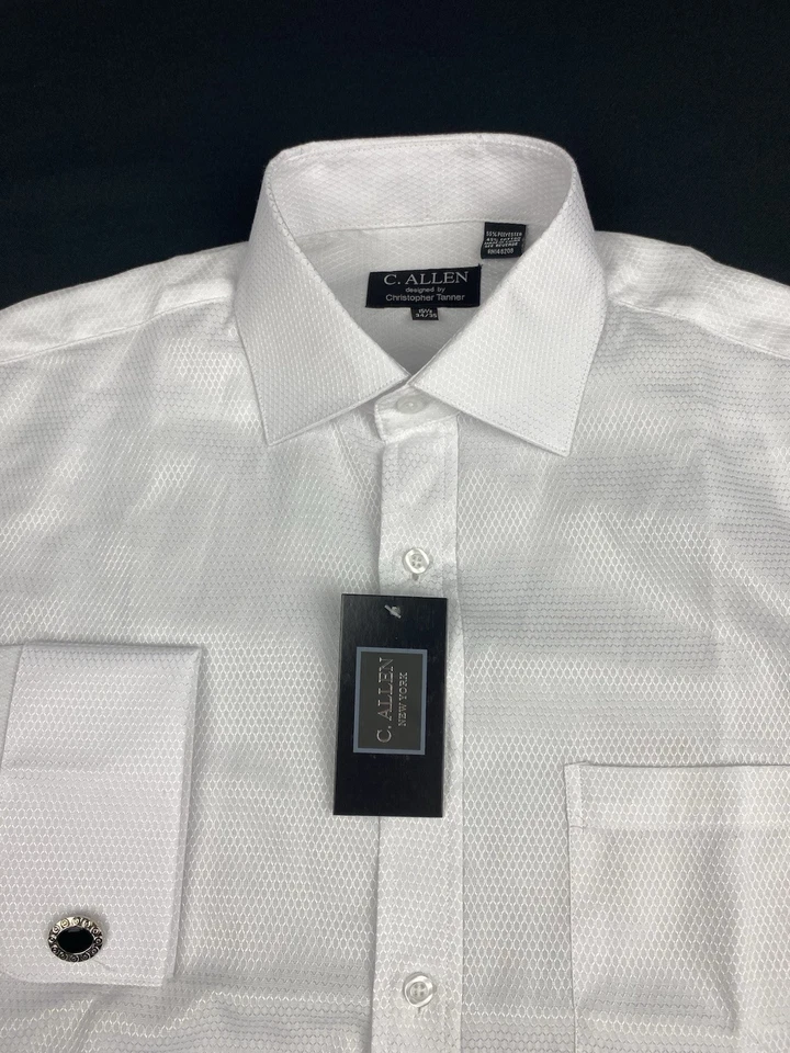 C. ALLEN Нью-Йорк платье рубашка мужская 15,5-34/35 белый французский манжеты w/ссылки новый с Ярлыками! - Изображение 1 из 4