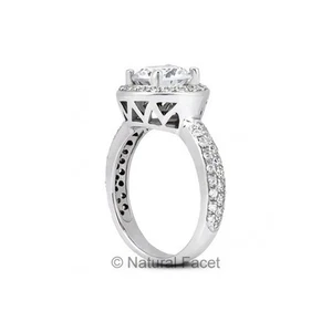 5.98ct E/SI1 Round Natural Certified Diamonds White Gold Halo Engagement Ring - Imagen 1 de 3