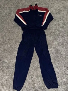 VTG 90s Champion Tracksuit Windbreaker Set Adult XL Blue Red Jacket Pants Nylon - Picture 1 of 13