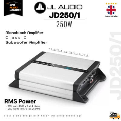 JL Audio JD250/1 250W RMS Monoblock Class D Subwoofer Amplifier Bass Boost Amp - Image 1 of 4