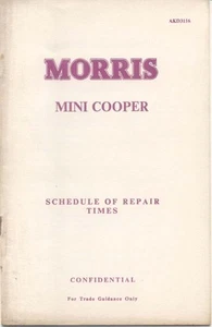 Morris Mini Cooper Schedule of Repair Times AKD 3116 1961 September - Picture 1 of 1