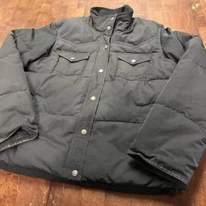 Ralph Lauren Jacket Youth Large Black Down Puffer Chore Winter Coat Preppy - Picture 1 of 9