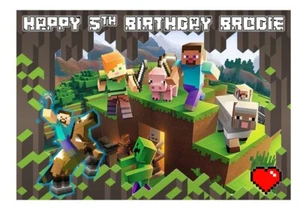 Verpixelter Block Handwerk Gaming Essbar Kuchen Topper Costco Größe Qualität Glasur Blatt - Bild 1 von 3