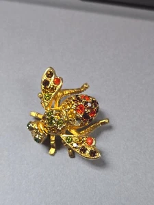 ⭐️ Broche Abejorro JOAN RIVERS Esmalte * Gemas Multicolores Colores Otoño - DMG - Imagen 1 de 5