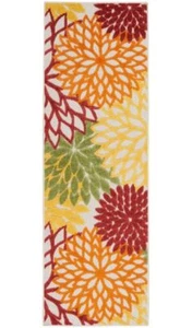 2' X 8' Red Floral Non Skid Indoor Outdoor Runner Rug - Picture 1 of 1