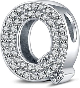 Q Alphabet Letter Charm Initial Gift Name Genuine Sterling Silver 925 Bead - Picture 1 of 1