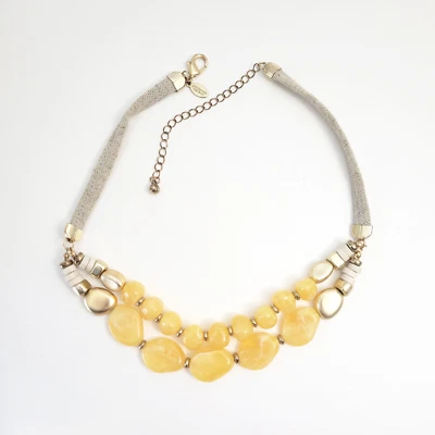 Ann Taylor colar de contas amarelas fio duplo com cordão plano 19-21" - Imagem 1 de 3