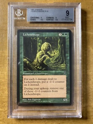 MTG ✨LICHENTHROPE ✨Visions BGS 9 MINT RARE 1997 Reserve List Quad 9’s++ POP 1 ! - Image 1 of 2